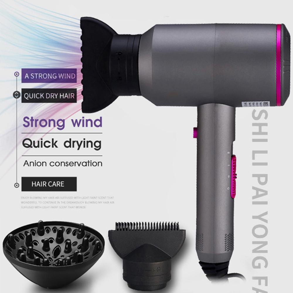 Professional Hair Dryer Cold and Hot Powerful Wind 2000W Anion Blow DC Motor with 3 Concentrator Negative Ions Styling Tools