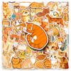 50 Orange Cat Doodle Stickers Personalized Cartoon Cute Cat Decorative Mobile Phone Case Water Cup Suitcase Stickers