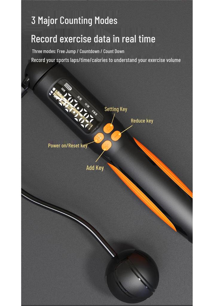 Rechargeable Smart Cordless Weighted Counting Jump Rope with Steel Wire for Fitness