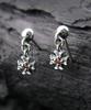 Sterlingworth Shiny Cross-D1 Natural Stone Silver Cross Earrings