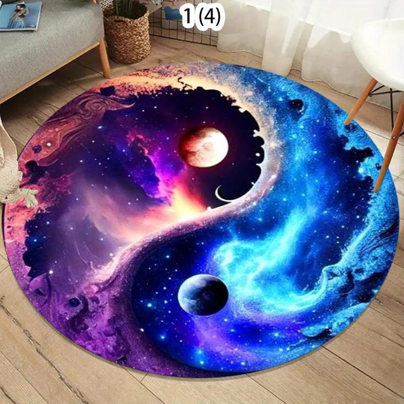 2D Chinese Tai Chi Naturalize Yin and Yang Round Carpet Rug for Living Room Bedroom Child Decor,Pet Area Rug Non-slip Floor Mat