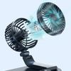Car Dual Head Fan 360° Rotation 2 Gear Adjustable Cooling Fan for Vehicles Office Dashboard Mount USB Powered Cooler Fan