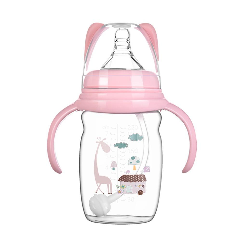 Silicone Nipple Baby PP Bottle Drop-resistant Baby Bottle With Handle  Feeding Utensils