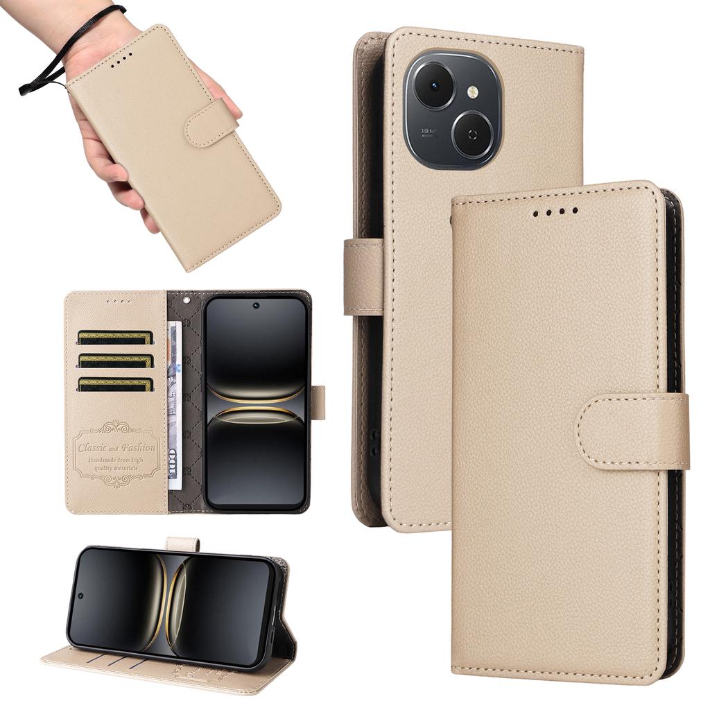 For TECNO Spark 40C Case RFID Blocking 3 Card Slots PU Leather Phone Cover with Wrist Strap