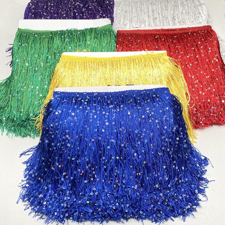 Sequin Encryption Thickened 20Cm Wide Nylon Row Beard Latin Dance Fringed Lace Dance Clothing Accessories
