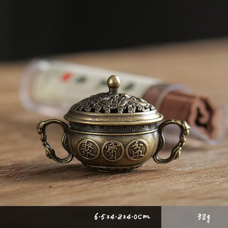 Antiker Kupfer Räucherbrenner Nicht-klebriges Pulver Kleine Glückverheißende Spiralräucherung Zuhause Innenraumduft Lang Anhaltende Aromatherapie