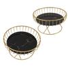 Round Fruit Basket Large Capacity Hollow Metal Fruit Bowl Stand for Dessert Snacks Bread L Black