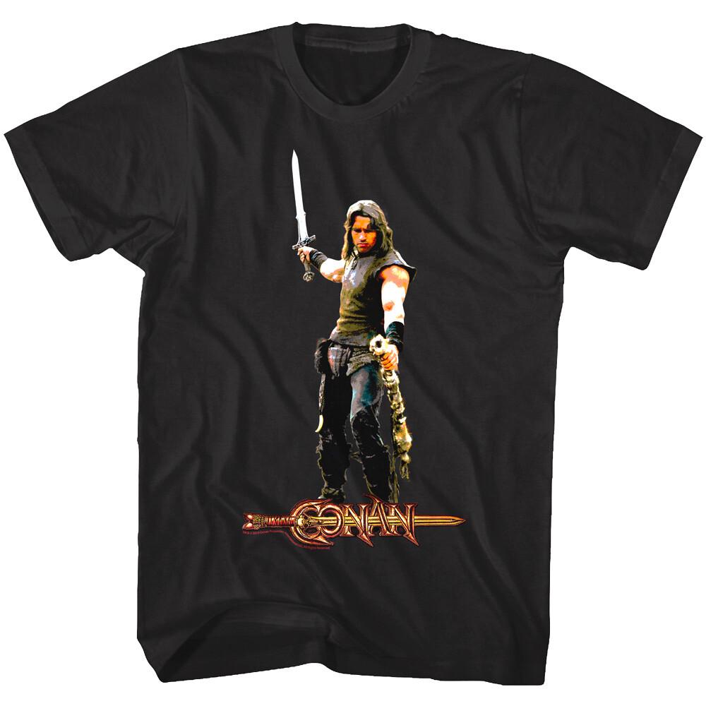 Conan the Barbarian Drawn Sword Weasel Men T Shirt Arnie Schwarzenegger Black S