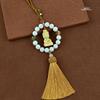 25 Boxwood Small Buddha Car Pendant - High-End White Jade Bodhi Rearview Mirror Ornament for Car Interiors