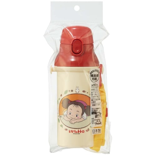 Skater Children's Water Bottle, 480ml, Direct Drinking, Plastic, One-Touch Operation, Dishwasher Safe, Made in Japan, Ghibli Totoro, Mei, Girl's Desig