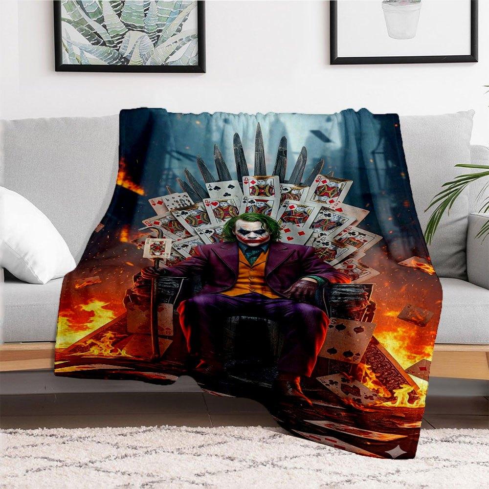 "Joker Throne Playing Cards Fantasy Art Print Poster"Blanket Flannel Throw Blanket for Sofa, Bed, Travel, Camping, Office