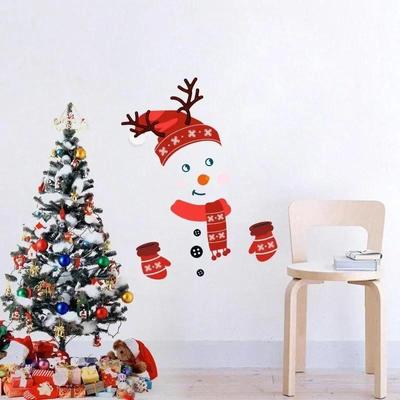 Pegatinas de Pared Autoadhesivas de Navidad Dibujos Animados Infantiles Muñeco de Nieve Nevera PVC Ventana Cristal Pegatinas de Pared Graffiti