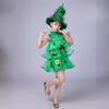 Kids Girls Xmas Green Elf Christmas Tree Dress Hat Sets Children New Year Cosplay Costumes Kindergarten Performance Role Play Outfit