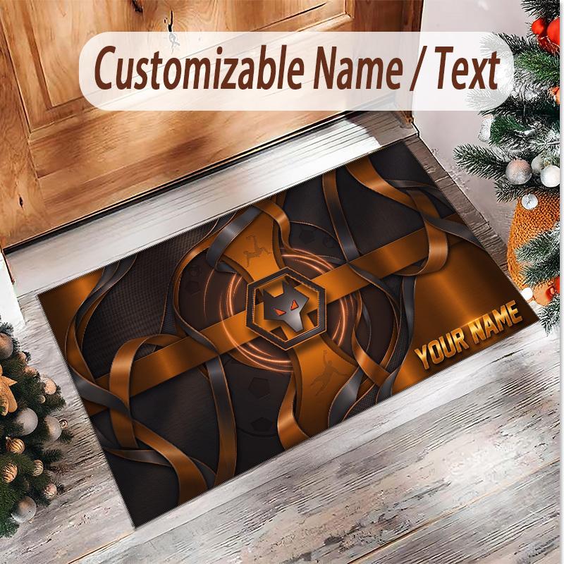 Personalized Crystal Velvet Carpet Wolverhampton Wanderers Football Pattern Non Slip Floor Rug