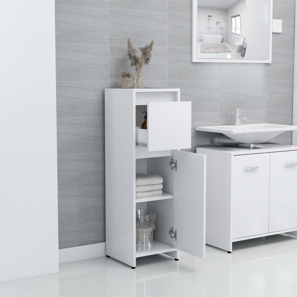 3 Piece Bathroom Furniture Set White Particleboard