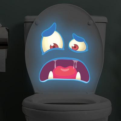 Leuchtend im Dunkeln Lustiger Ausdruck Toilettenaufkleber Wasserdicht Abnehmbar Selbstklebend PVC Aufkleber Badezimmer Dekoration Wandaufkleber