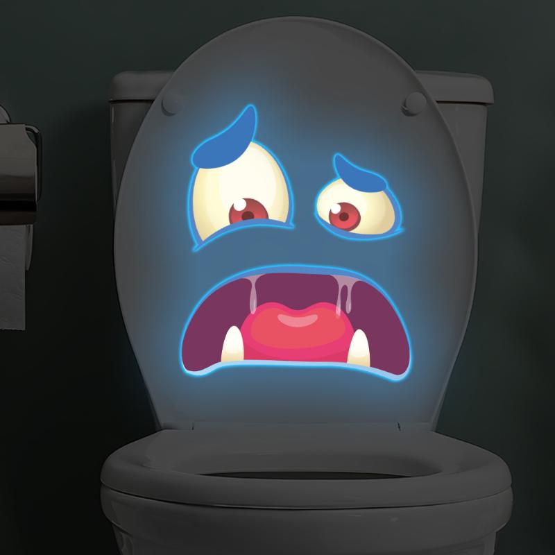 

Светящиеся в темноте забавные выражение лицо Туалет Наклейки Водонепроницаемые Съемные Самоклеящиеся ПВХ Наклейки Ванная Комната Украшение Наклейка на стену ONESIZE