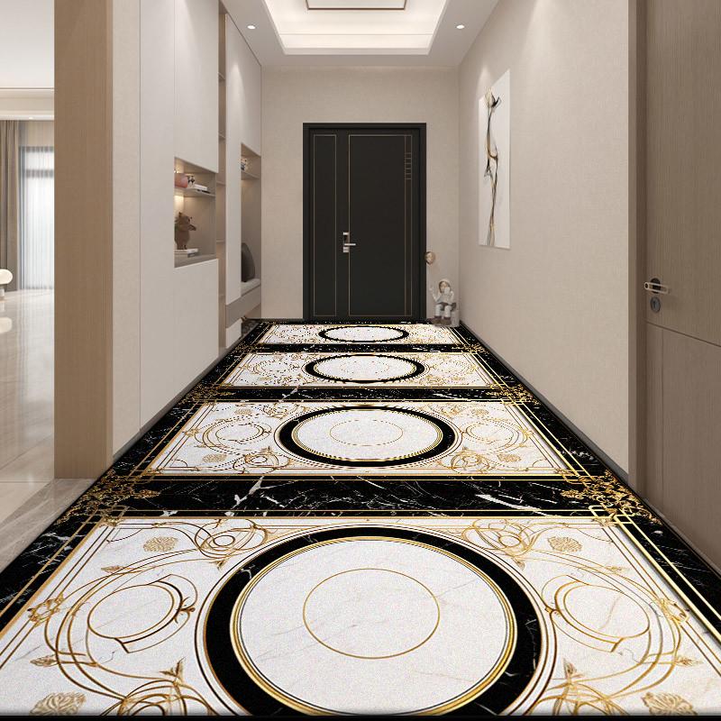 Black White Luxury Runner Corridor Carpet Nordic Decoration Home Living Room Long Rugs Hotel Lobby Stairs Non-slip Washable Mat