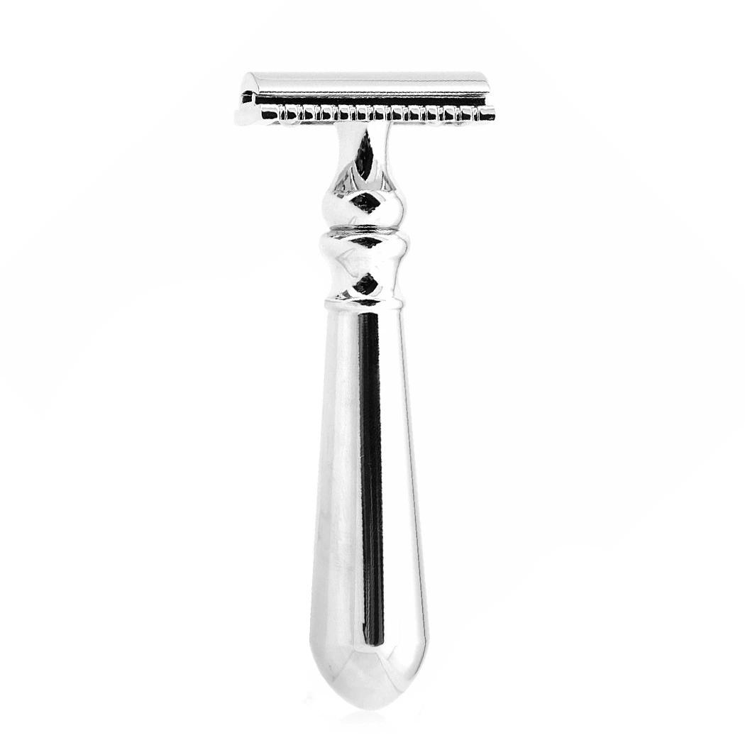 

1 шт. старая прочная мужская ручная бритва металлическая осветляющая двухсторонняя безопасная сменная лезвие ручная бритва для бритья 1pc серебряный