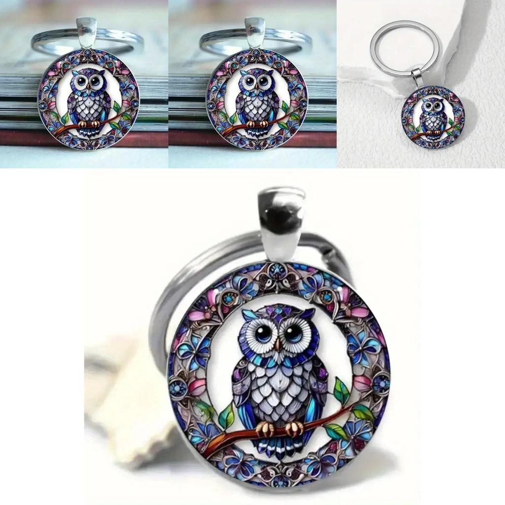 Elegant Alloy Keyring Featuring Owl And Cross Design For Party Decor