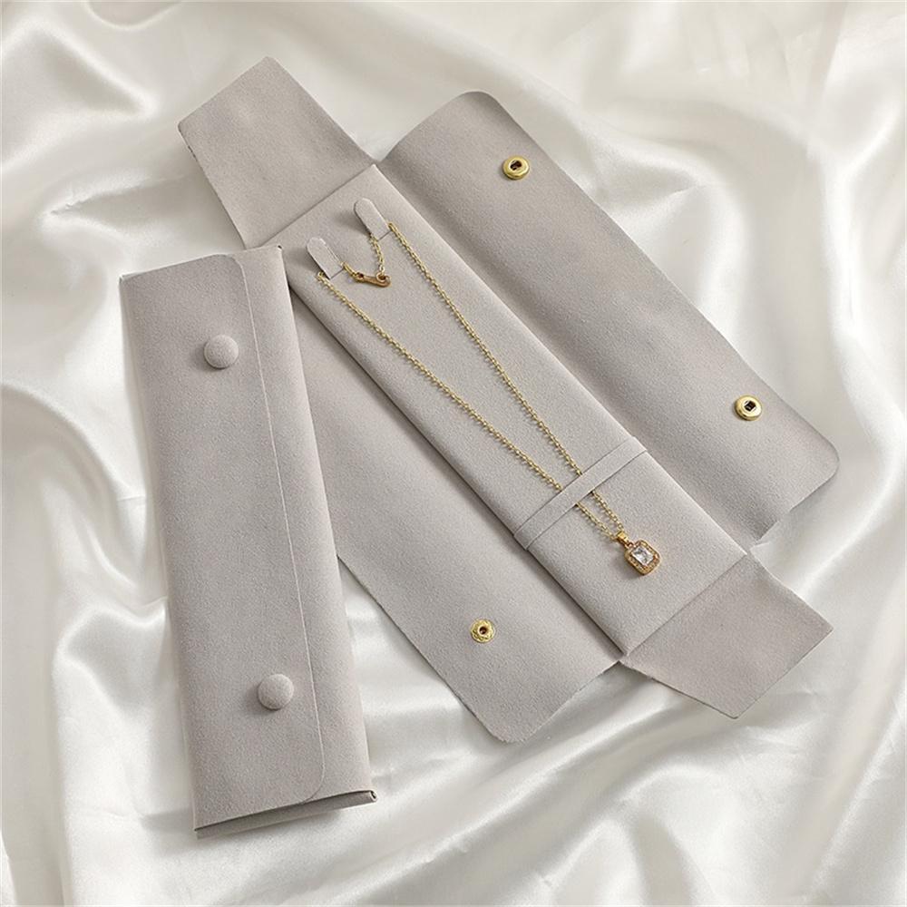 

Новый мешочек из микрофибры для хранения ожерелий, чехол для браслетов, портативные сумки-органайзеры для ювелирных изделий, женский многофункциональный мешочек на кнопке серый