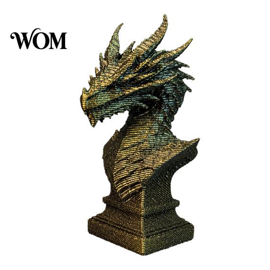 Mystical Dragon Home Decor 3D Printed Ancient Bust Sculpture, Realistic Scales & Spikes, One-piece Molding with Multiple Colors, Compact Ornament for