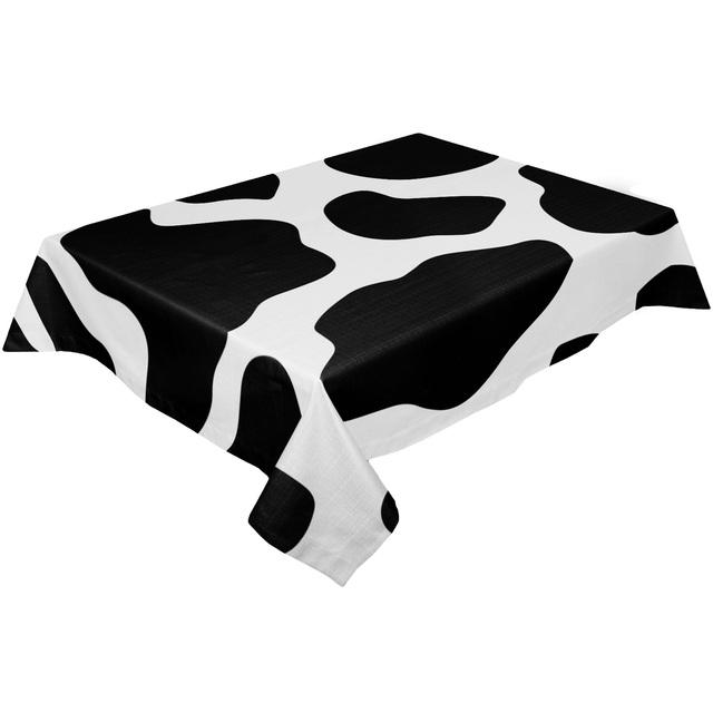 Cow Fur Pattern Black White Round Tablecloth Waterproof Wedding Table Decor Tablecloth Kitchen Dinning Table Cover