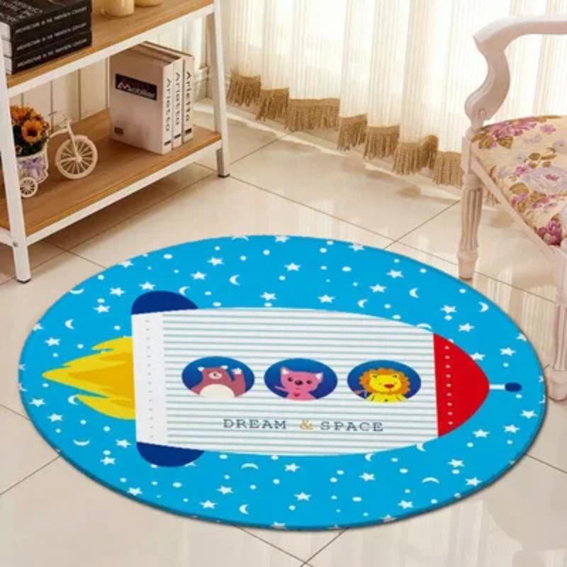 3D Jungle Animals Living Room Area Rug Kids Room Decor Round Carpet Cartoon Children Baby Play Rug Anti-slip Chair Mat Bath Mat