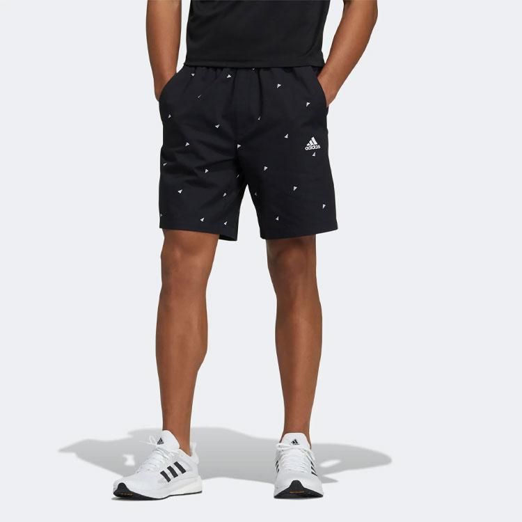 Adidas Allover Print Mid-Waist Sports Casual Shorts Men Bottoms Black GP0948