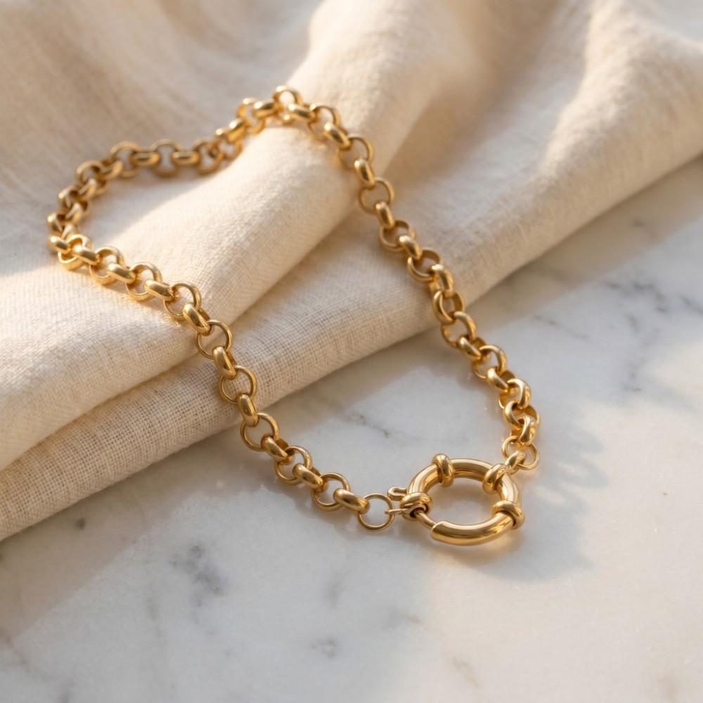 Decoration Minimalist Choker Necklace Simple Collarbone Chain Circular Pendant Necklace Daily Wear