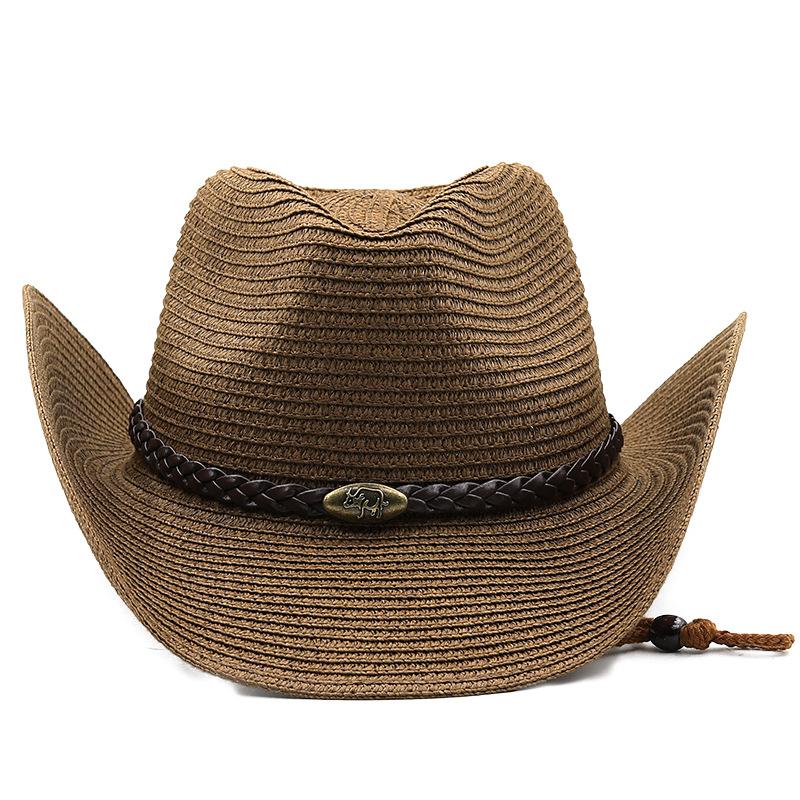 Rolled-brimmed Cowboy Straw Hat, Ethnic Style Big-brimmed Sun Hat, European, American and Western Cowboy Straw Hat, Equestrian Hat
