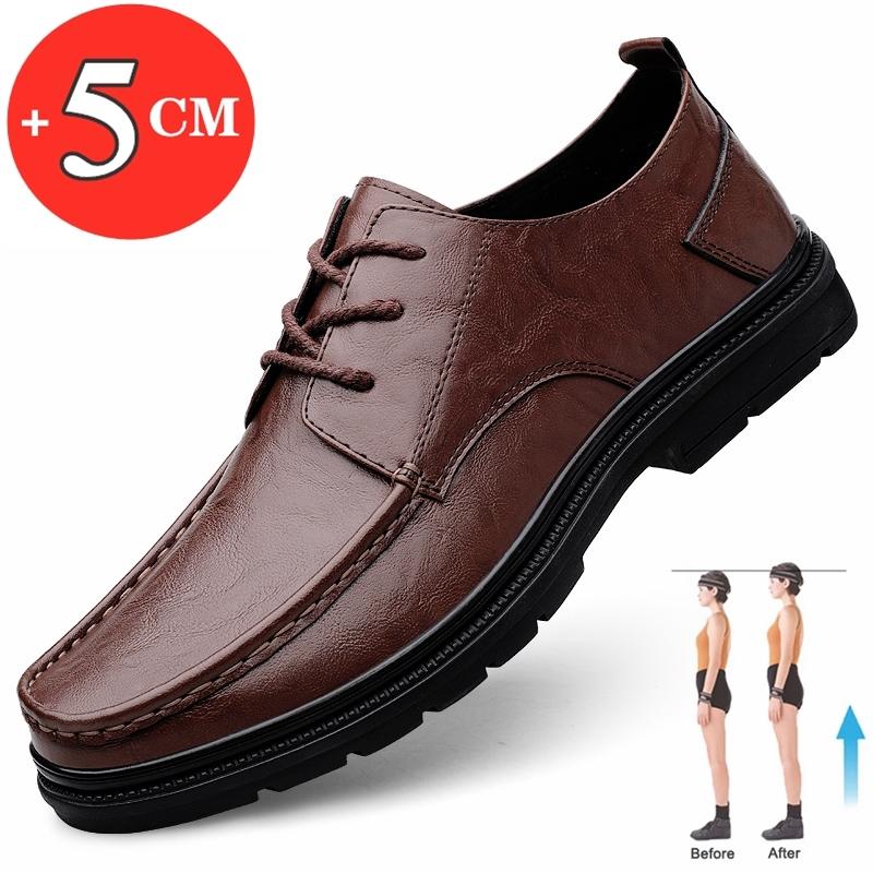 Flache/5cm Erhöhung Herren Freizeitschuhe Höhe Zunahme Rindsleder Herren Formelle Schuhe Oxfords Business Herren Anzugschuhe Größer 45 gray