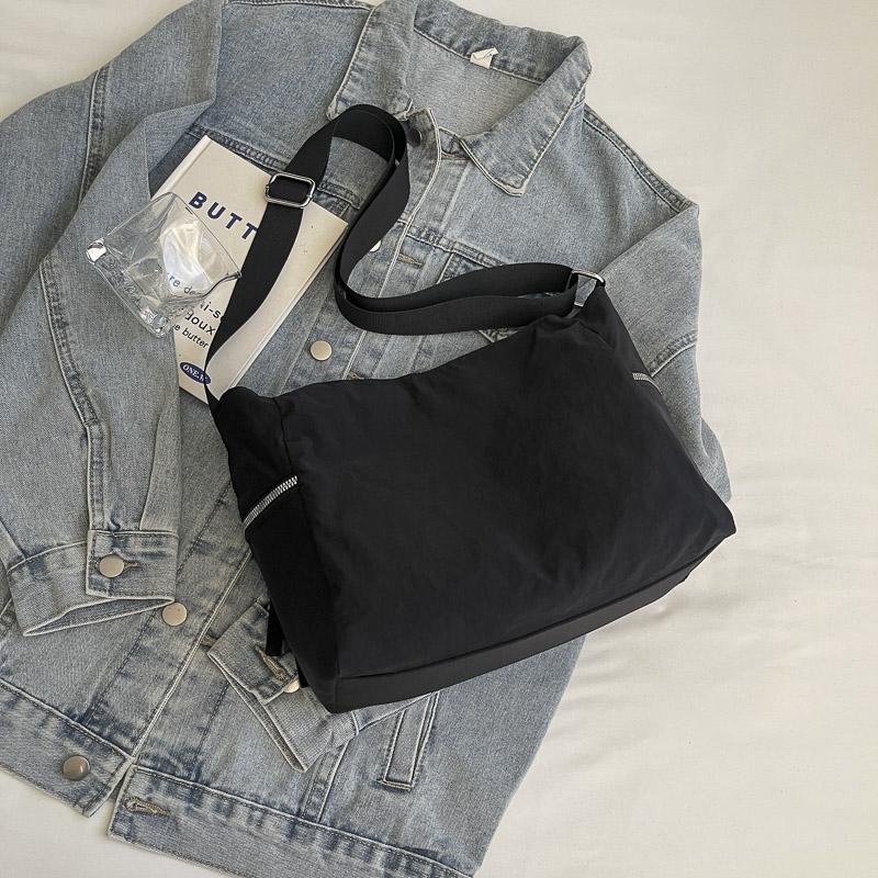 Dámská crossbody taška jednobarevná taška přes rameno sportovní studentská taška do třídy taška s více kapsami