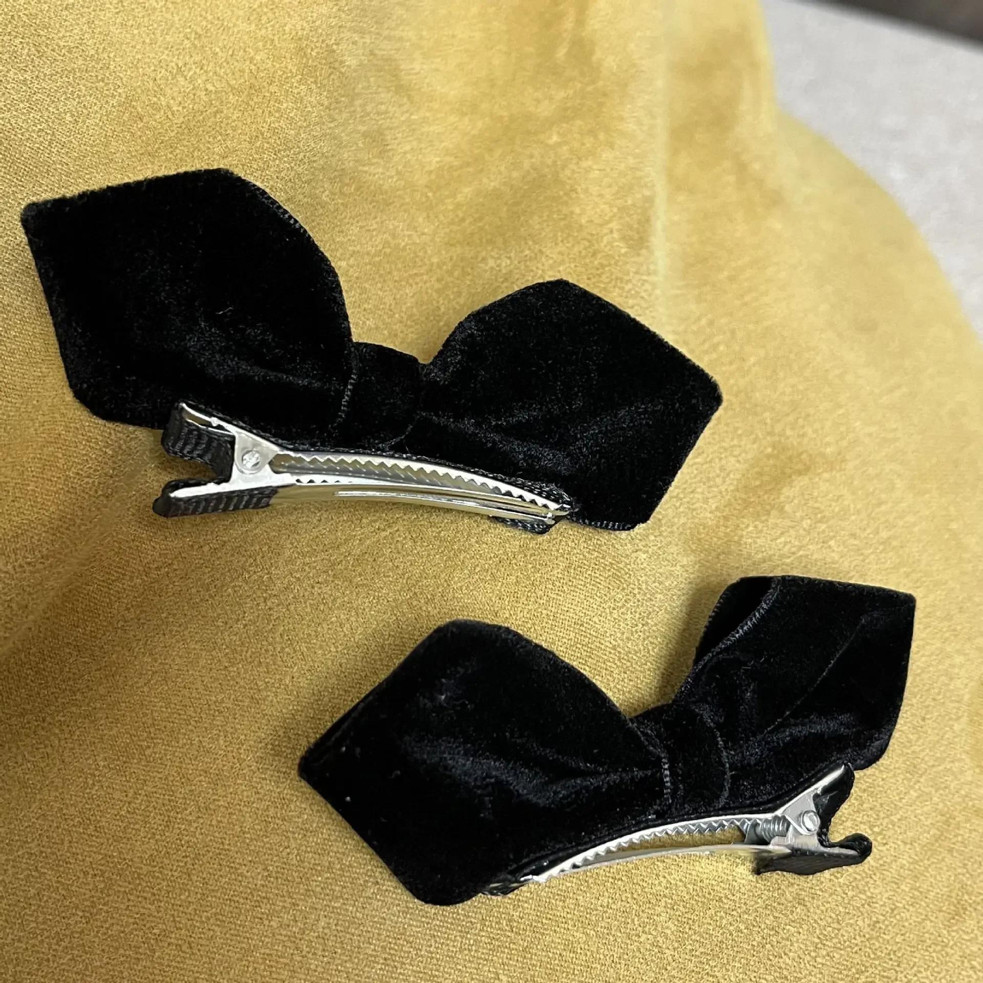 

2 шт., маленькая заколка для волос с бархатным бантом, головные уборы принцессы для девочек, заколка для волос с челкой, заколка для волос в корейском стиле, аксессуары для укладки волос для женщин и девочек