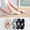 Spring-Summer Women's Short Boat Socks - Trendy, Thin, Low-Cut with Small Flowers, Sweat-Absorbent & Breathable, Invisible Design.