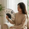Chinese Style Silk Folding Fan Vintage Bamboo Fan Portable Decorative Fan  Home Decor