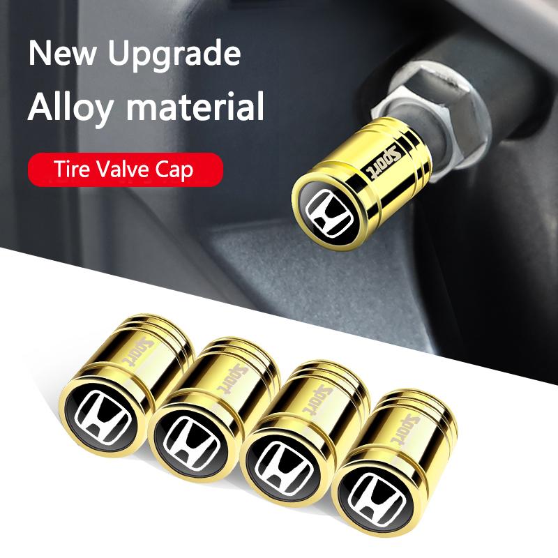 Metallic New 4Pc Car Wheel Tire Valve Caps Air Stem Covers Accessorie For Honda Accord Odyssey CRV Jazz Pilot Civic City HRV CRX GI1