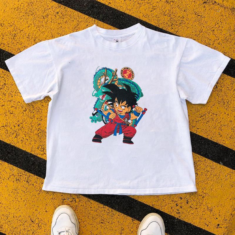 Men Women Top Boys Girls Tee Adults Children Parent Child Cotton Kid Tshirts Dragon Ball Kid Goku Vintage Cartoon Anime White 100