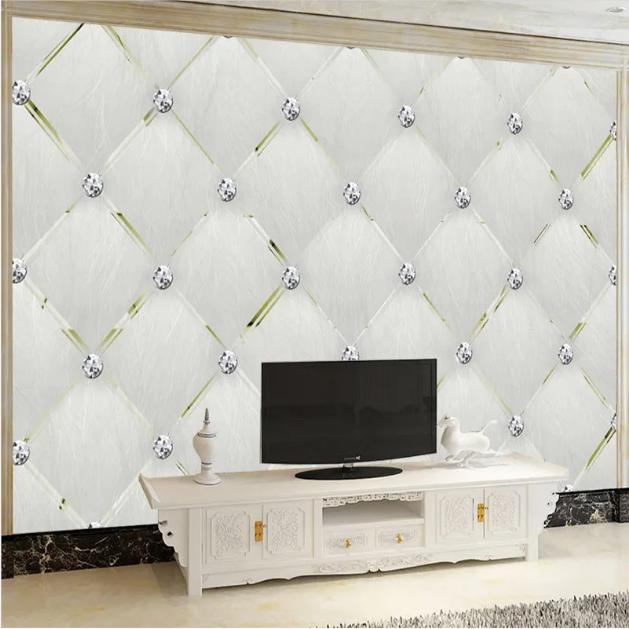 3D Mural Wallpaper European Style Simple Diamond Fresco Living Room TV Sofa Bedroom Luxury Home Decor Wallpaper