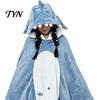 Tragbare Decke Hoodie Tier Hoodie, Übergröße Fleece Sweatshirt für Erwachsene, Thematische Nachtwäsche, Halloween Cosplay Kostüm Plüsch Kapuzen Umhang Schal