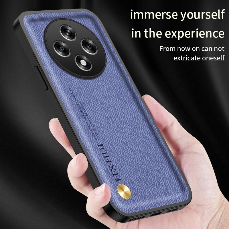 Luxuriöse echte klassische Lederhülle mit Textur für Oppo Reno12 Ultra Cover Schutzhülle Leichter Schutz Business Vollständige Schutzhülle