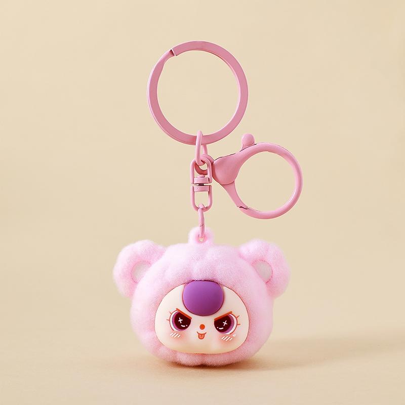 

Flocked Bear Keychain Furry Bear Charm Pendant Keyring Jewelry For Girl Women Gift Bag Decoration розовый