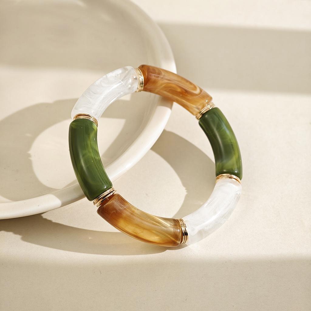 Fashion Personality Niche New Acrylic Elbow Bracelet Multi-Color Retro High-End Marble Pattern Bracelet