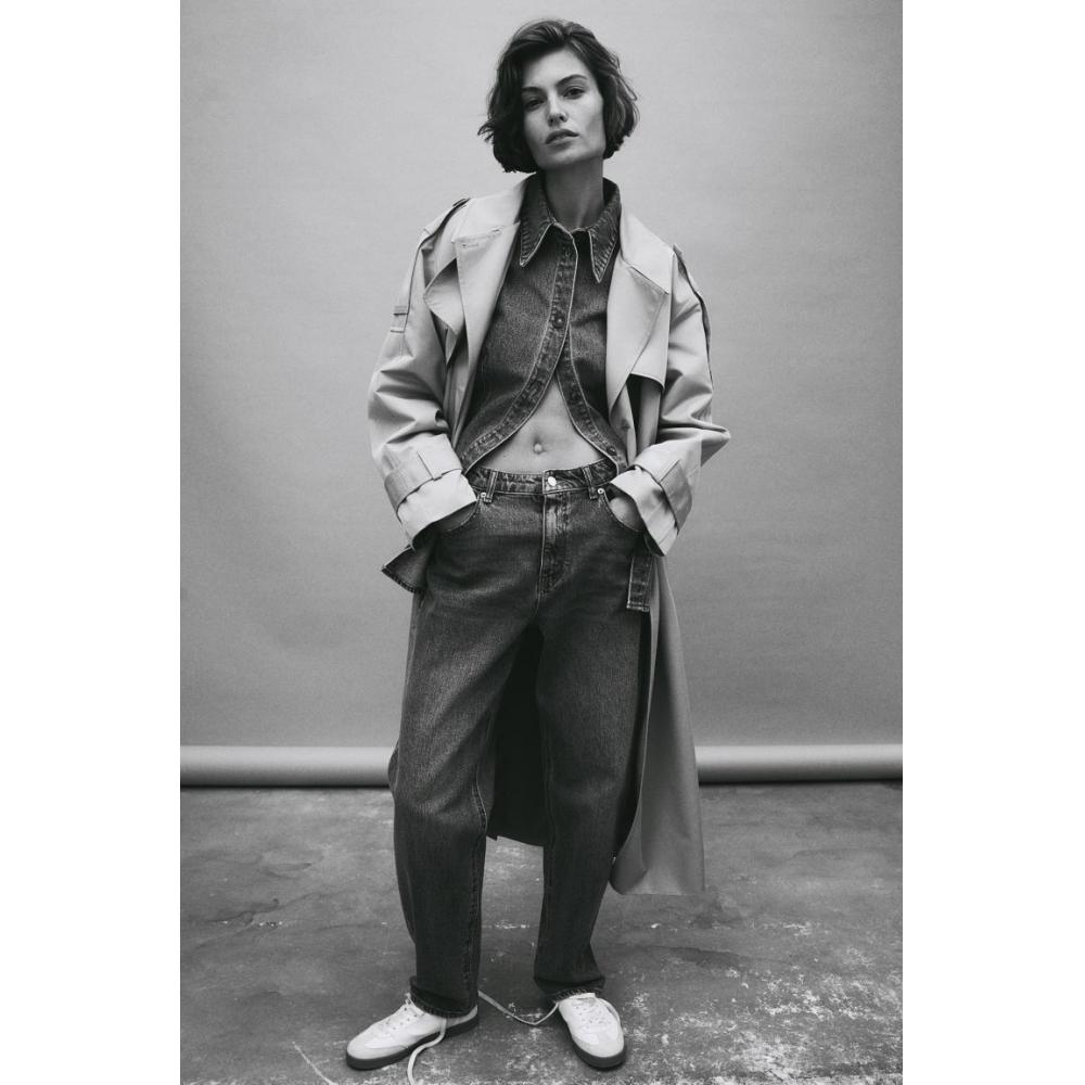 

Джинсы HM зауженные с высокой талией, синие, джинсовые