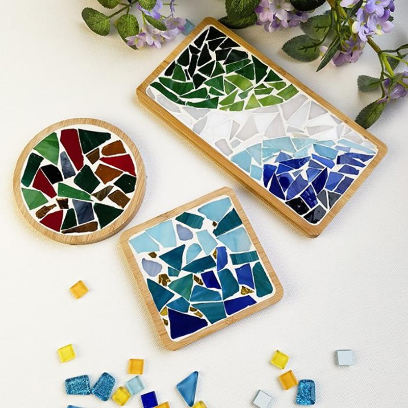 Handmade Diy Mosaic Cup Mat Bottom Bamboo Pad Early Education Free Creation Handicraft Toys