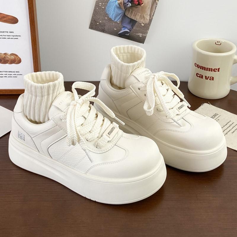 Fashion 2025 Spring Chunky Platform Sneakers for Women Retro Style Thick-Sole Casual Shoes Versatile White Sneakers Ins Trendy Must-Have