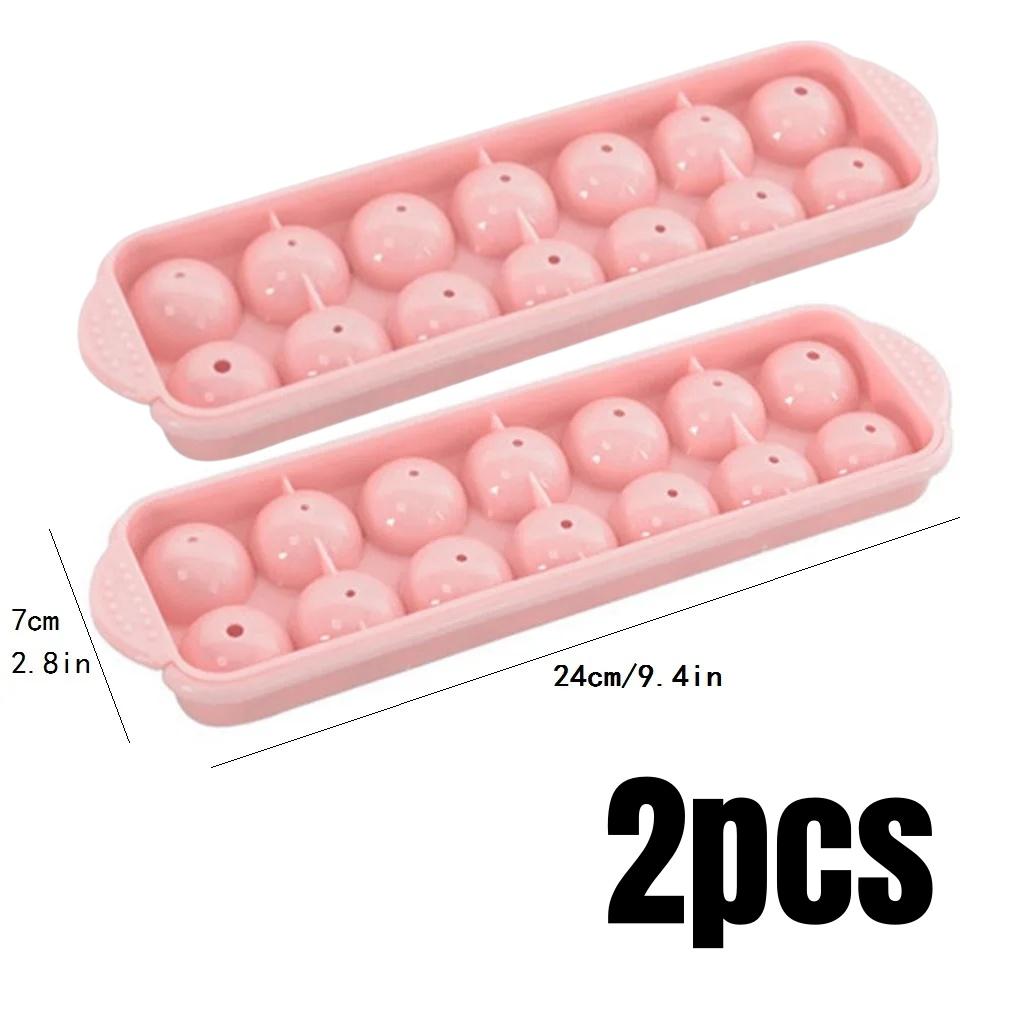 3D Runda Bollar Is Plastformar DIY Kubbricka Silikonformar för Whisky Juice Istillverkning Hushållsisform med Lock