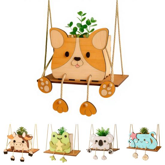 Hanging Planter Holder Cute Animal Plant Pot Hanger Swing Flower Pot Holder for Houseplants Succulents Indoor Garden Decor