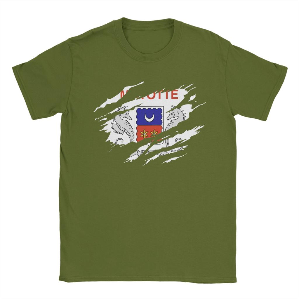 Mayotte Flagge T-Shirts Unisex 100% Baumwolle Neuheit T-Shirt Rundhals T-Shirts Kurzarm Kleidung Bedruckt