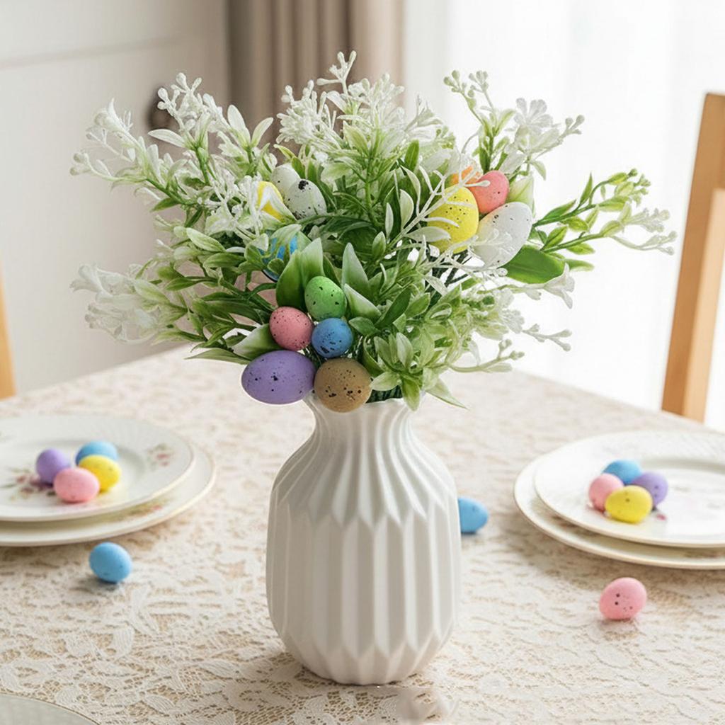 Ramură cu Flori și Ouă Artificiale de Paște Fabricată Din Plastic Ușor Pentru Utilizare Sezonieră de Lungă Durată.